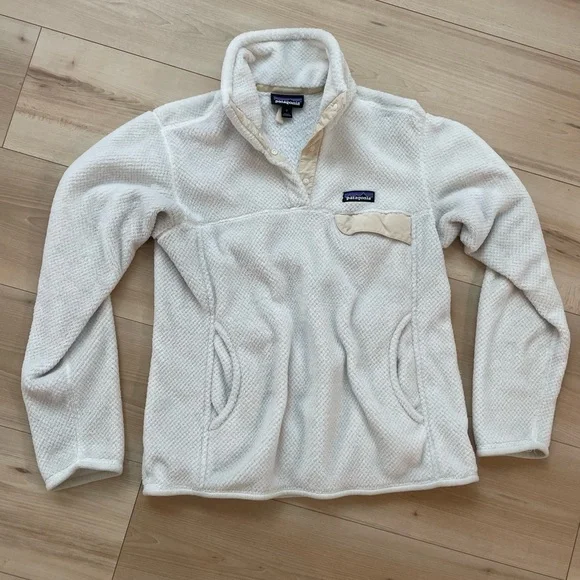 Patagonia Re-Tool Snap Fleece Cream / Off White Womens Medium - Picture 1 of 5